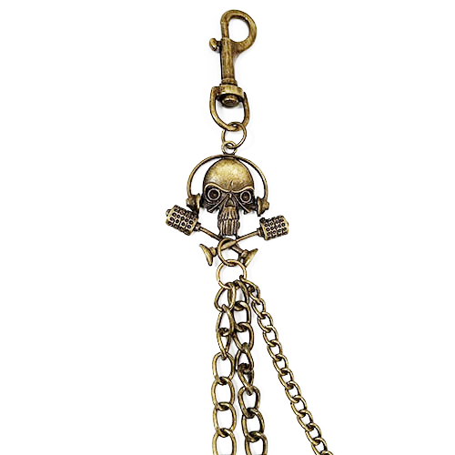 复古三链骷髅头牛仔裤链