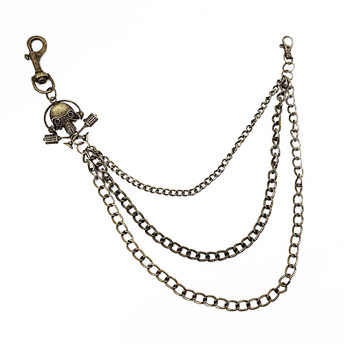 三链骷髅头牛仔裤链